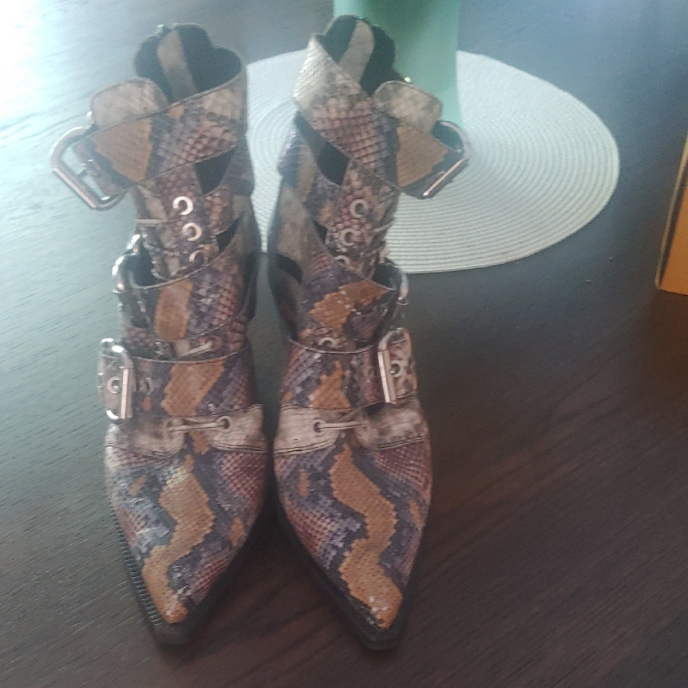 Jeffrey Campbell Multicolor Snakeskin Ankle Boots